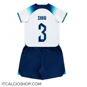 Inghilterra Luke Shaw #3 Prima Maglia Bambino Mondiali 2022 Manica Corta (+ Pantaloni corti)